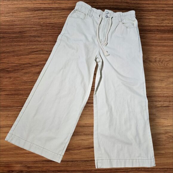 Kensie Vintage Luxe  Cream Ultra Wide Leg Cropped Jeans - Picture 1 of 5